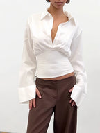 BF - Polo-Neck Long Sleeve Crop Top