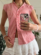 Floral Ruffle V-Neck Top