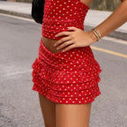 Polka Dot Ruffle Mini Skirt