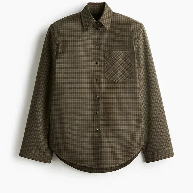 Green Plaid Button-Up Shirt