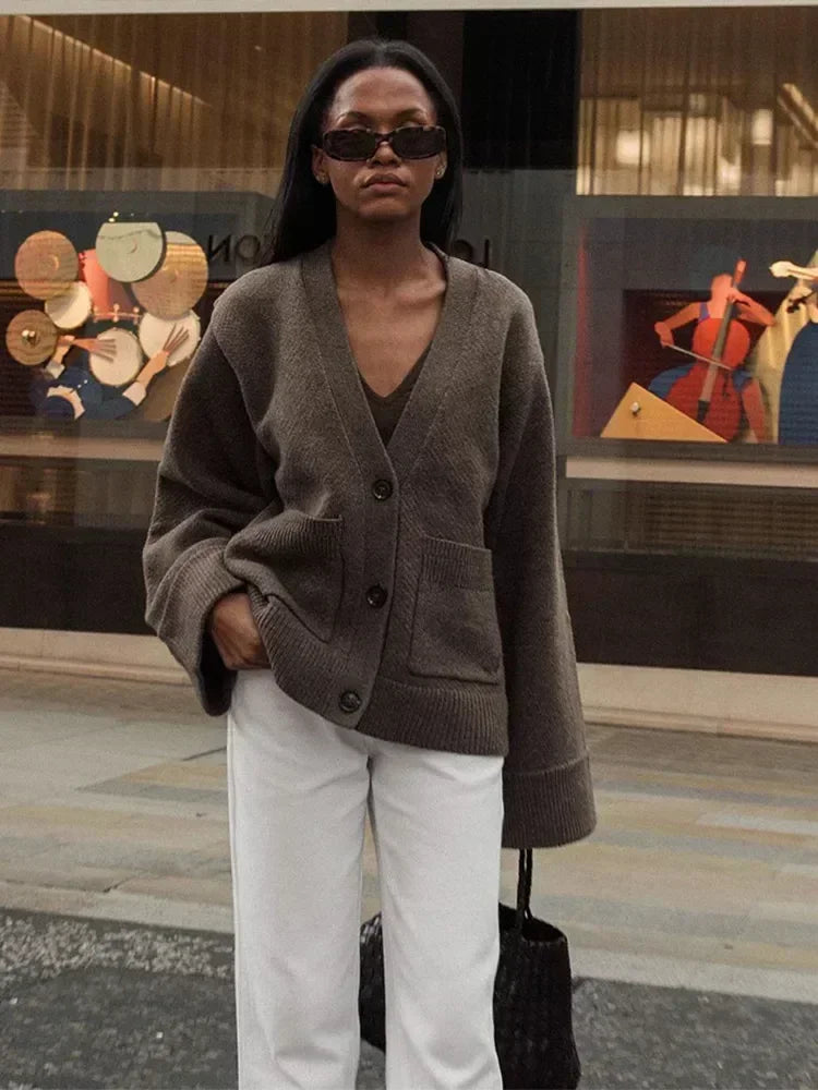 BF - V-Neck Single-Breasted Cardigan