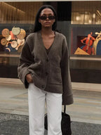 BF - V-Neck Single-Breasted Cardigan