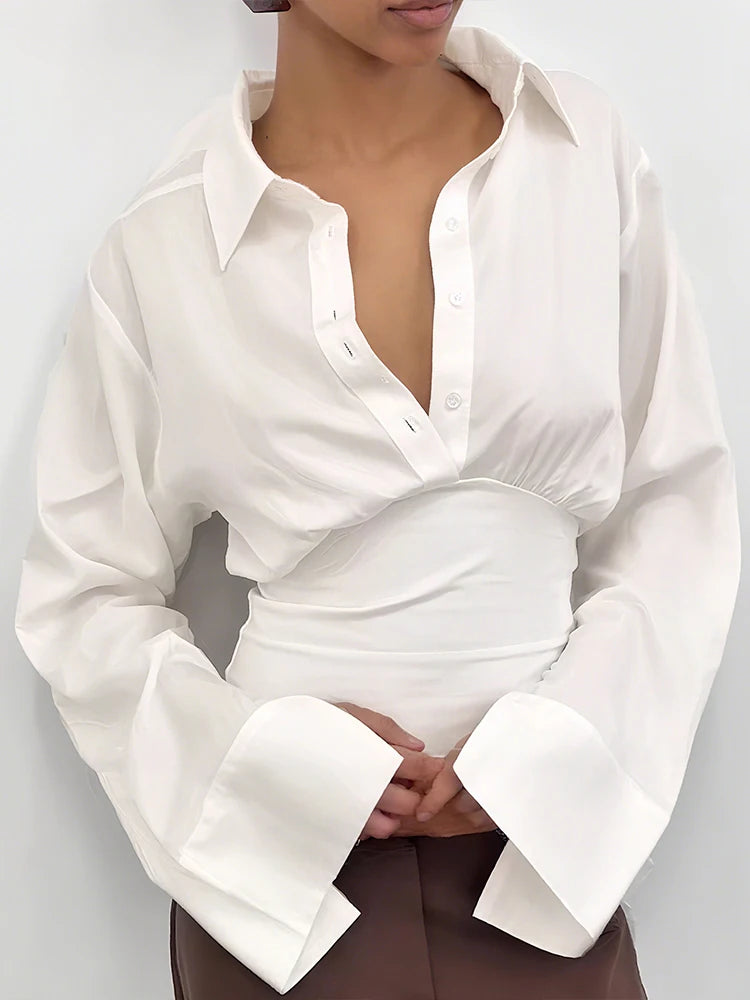 BF - Polo-Neck Long Sleeve Crop Top