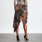 Front Tie Irregular Midi Skirt