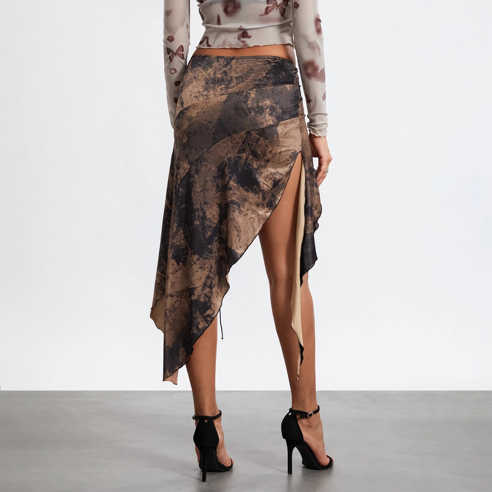 Front Tie Irregular Midi Skirt