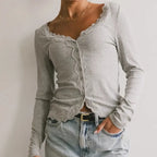 Lace Button-Down Cardigan