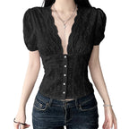 Floral Lace Button-Front Top