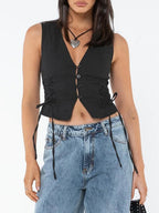 Front Button Tie-Up Tank