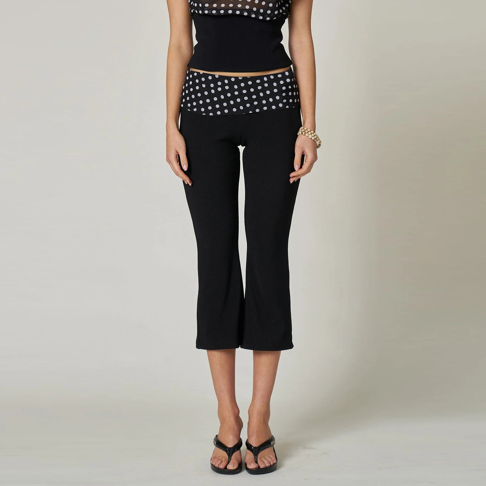 Polka Dot Flare Capri Pants