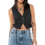 Front Button Tie-Up Tank