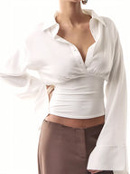 BF - Polo-Neck Long Sleeve Crop Top