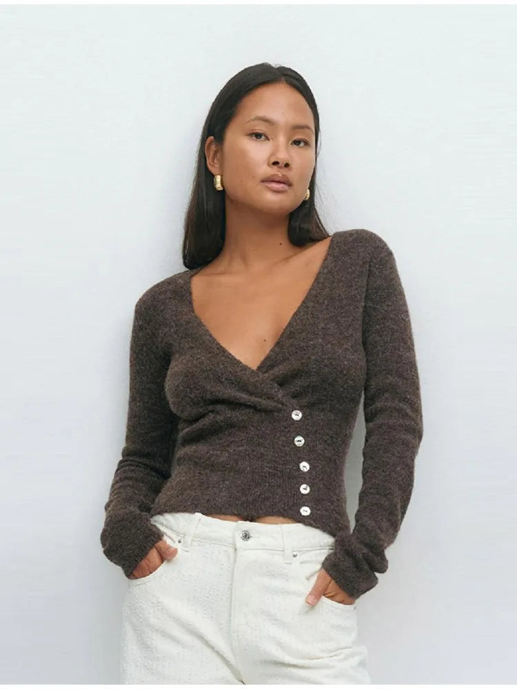 BF - Deep V Vintage Knit Cardigan