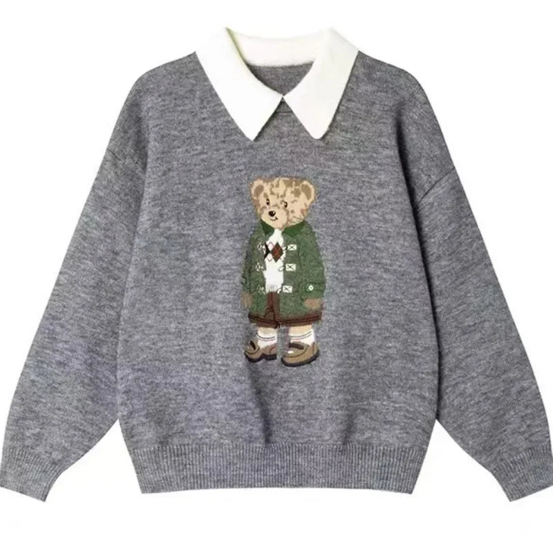 Embroidered Bear Polo Sweater