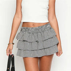 Plaid Ruffle Mini Skirt