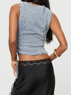 Front Button Tie-Up Tank