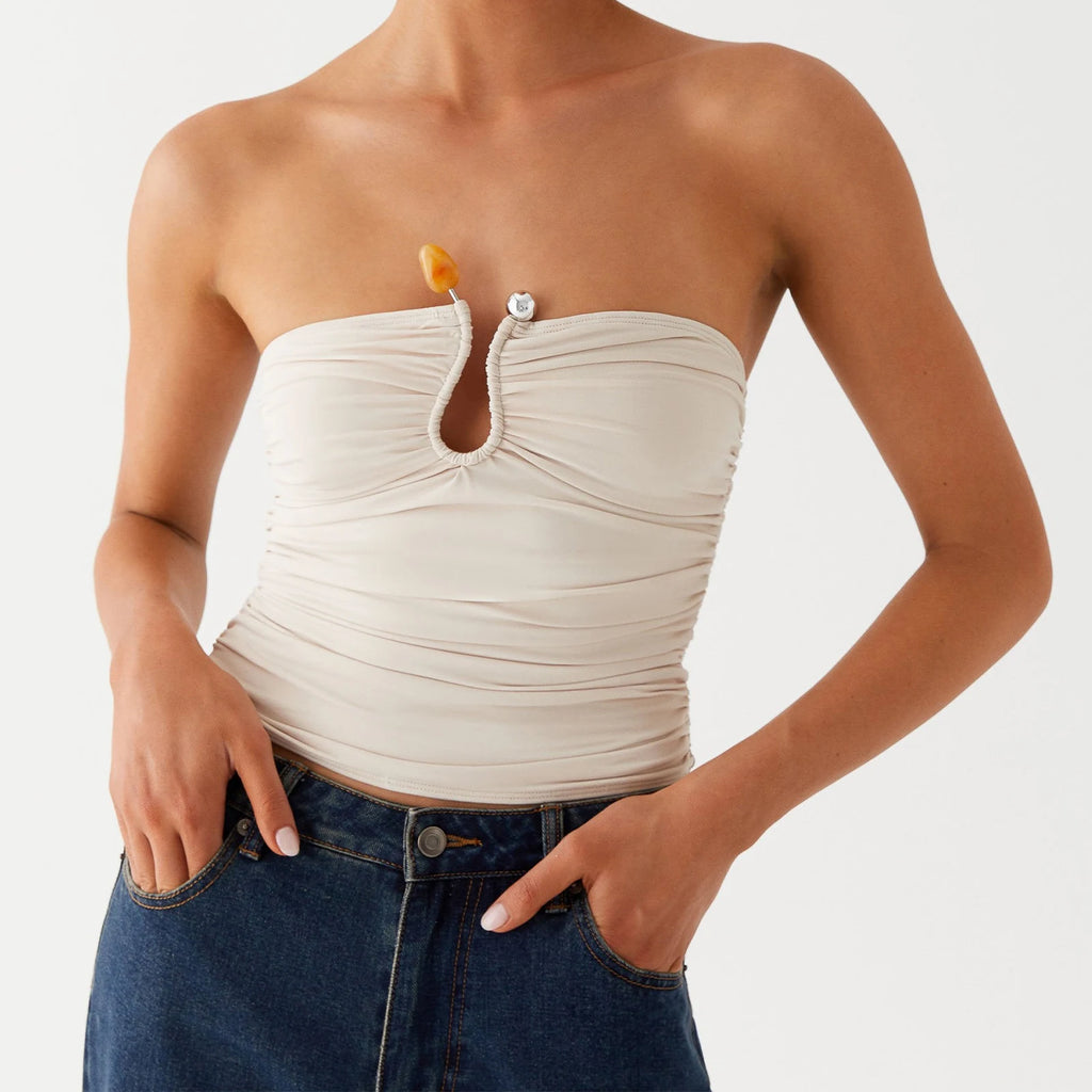 Metal Clip Bandeau Top