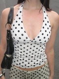 Polka Dot Lace-Up Halter