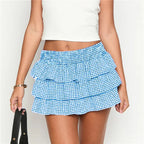 Plaid Ruffle Mini Skirt