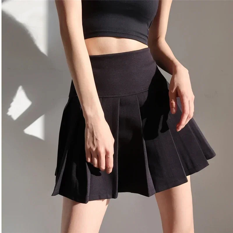 High-Waist Pleated Mini Skirt