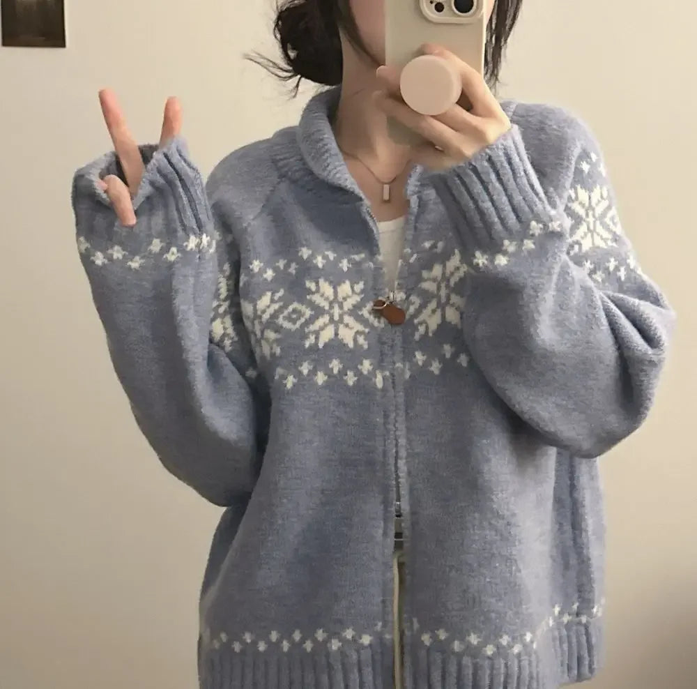 BF - Zipper Lapel Knit Jacket