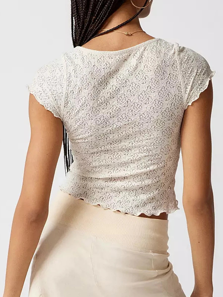 Tie-Up Lace Crop Top