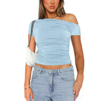 Slash Shoulder Pleated Top