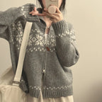 BF - Zipper Lapel Knit Jacket