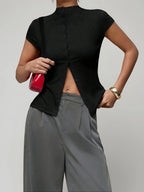BF - Short-Sleeve Turtleneck Cardigan