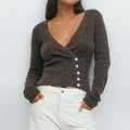 BF - Deep V Vintage Knit Cardigan