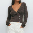 BF - Deep V Vintage Knit Cardigan