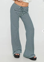 Striped Low-Waist Wide-Leg Pants