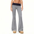 Striped Foldover Flare Pants