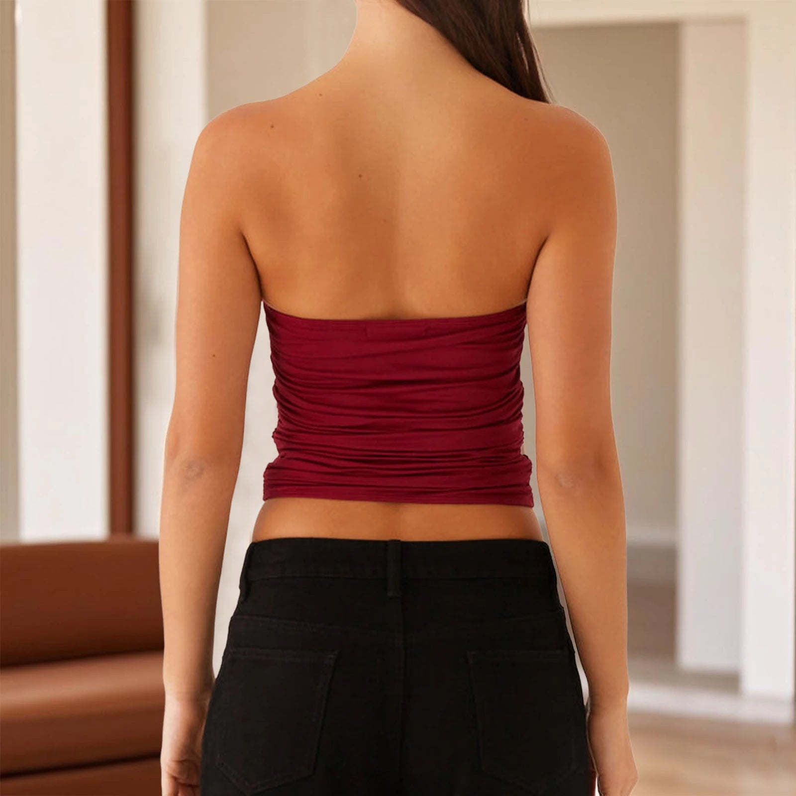 Metal Clip Bandeau Top