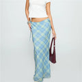 Plaid Bandage Split Maxi Skirt