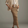 Striped High-Waist Knit Skirt
