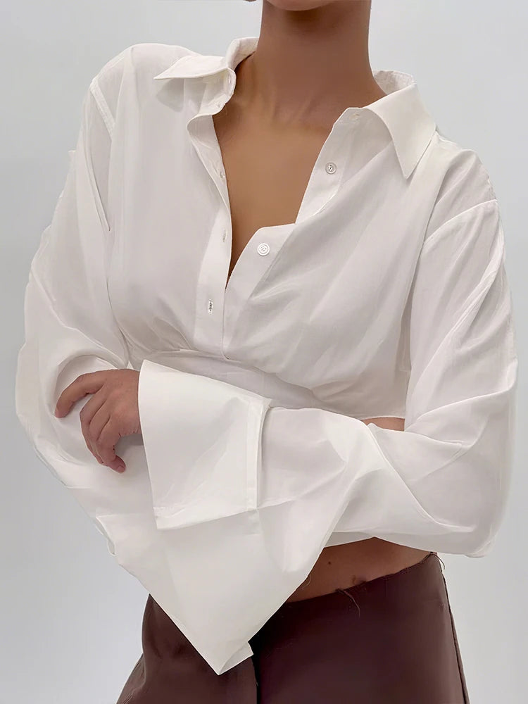 BF - Polo-Neck Long Sleeve Crop Top