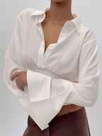 BF - Polo-Neck Long Sleeve Crop Top