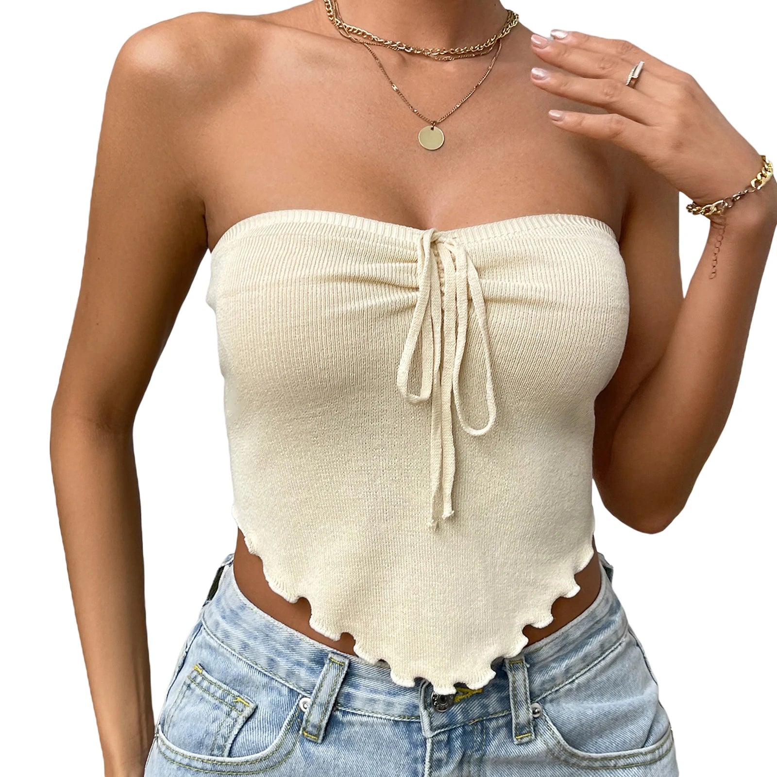 Tie-Up Irregular Tube Top
