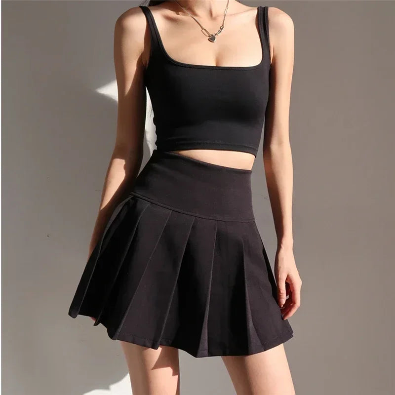 High-Waist Pleated Mini Skirt