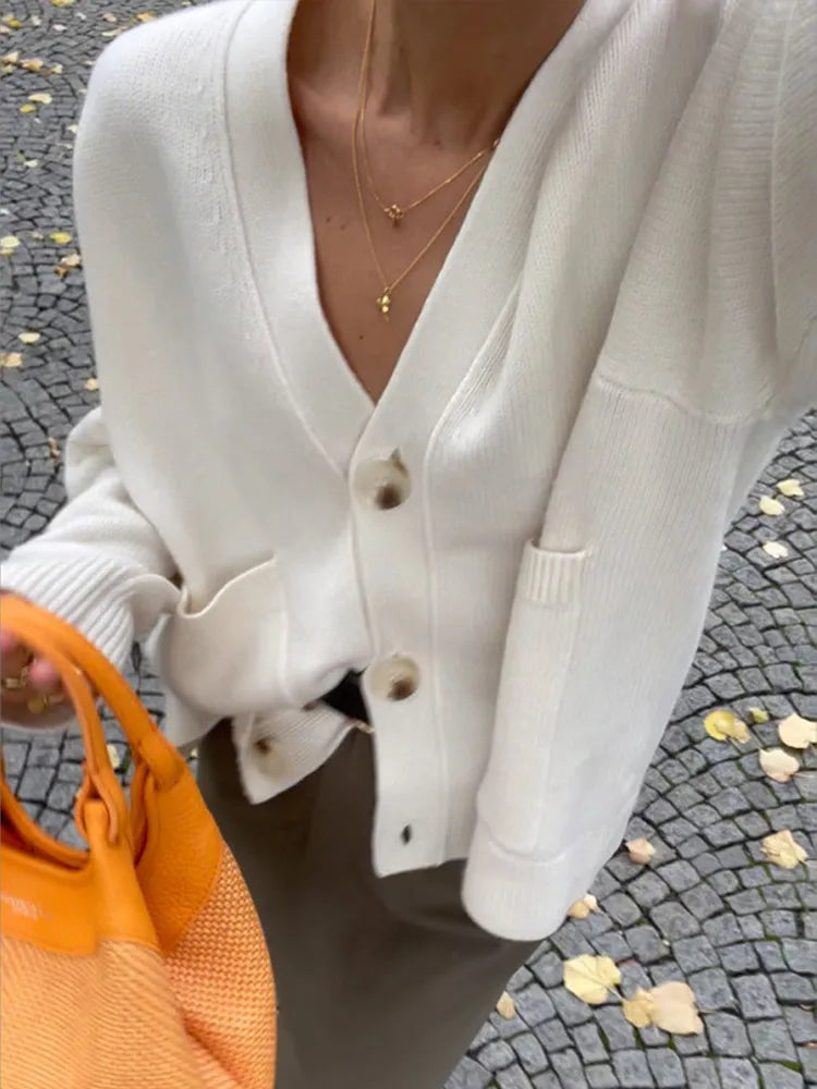 BF - V-Neck Single-Breasted Cardigan