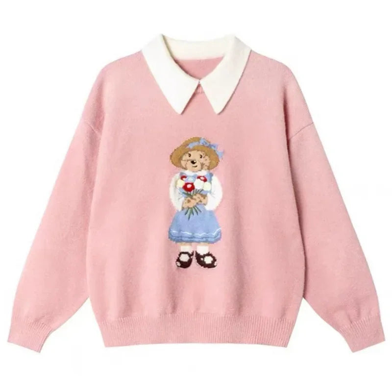 Embroidered Bear Polo Sweater