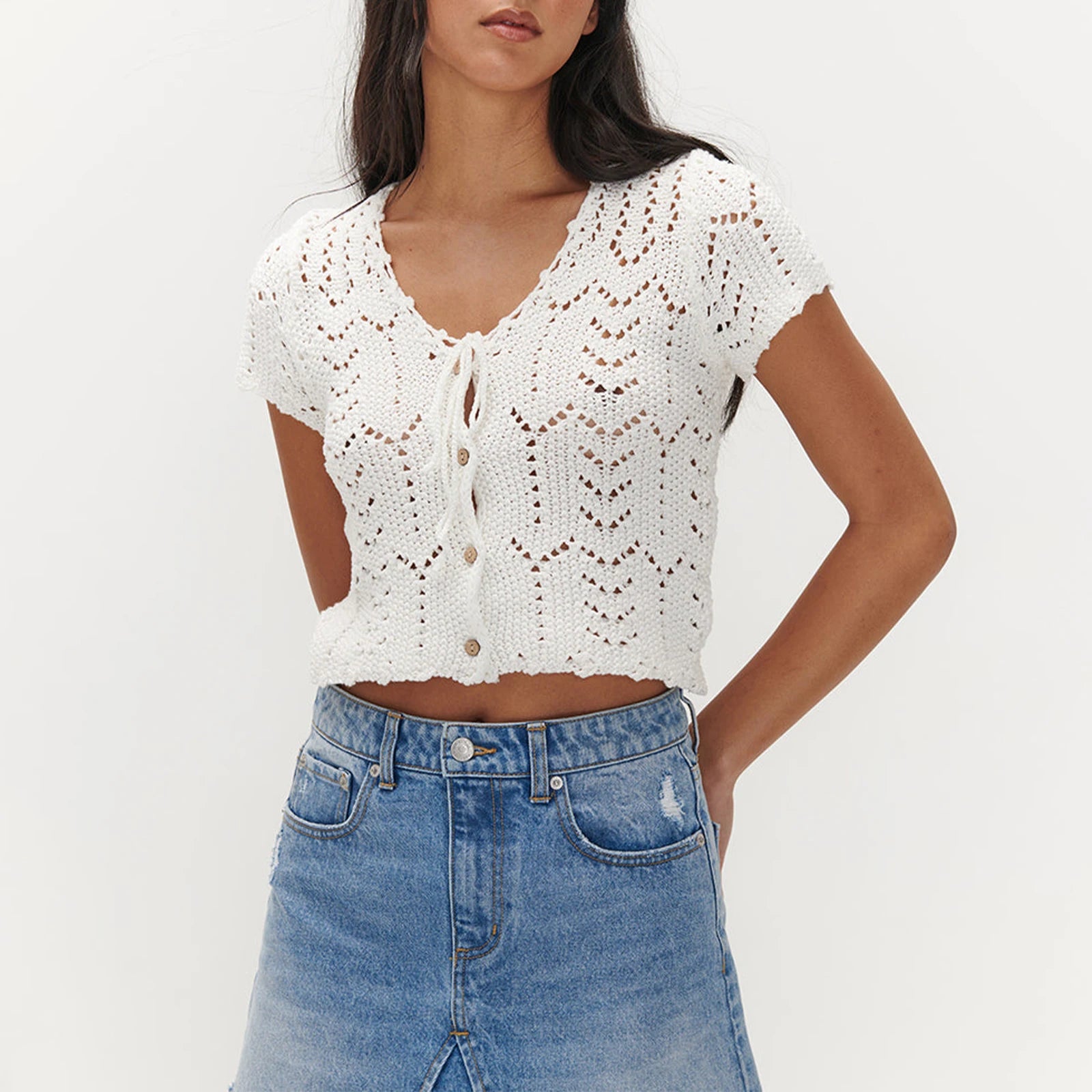 Tie-Front Hollow Tee