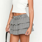 Plaid Ruffle Mini Skirt