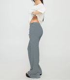 Striped Low-Waist Wide-Leg Pants