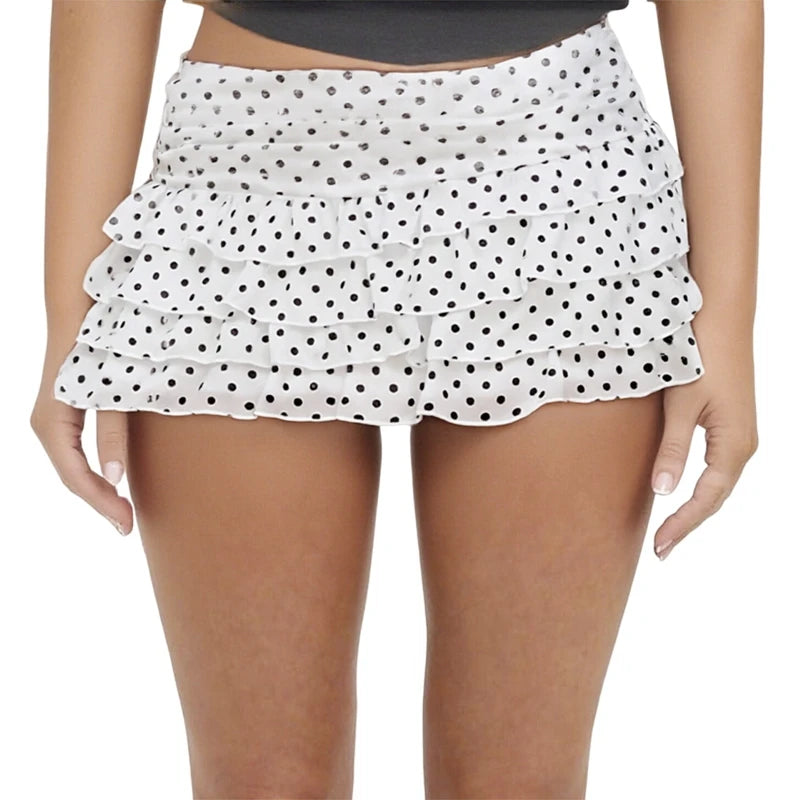 Polka Dot Ruffle Mini Skirt