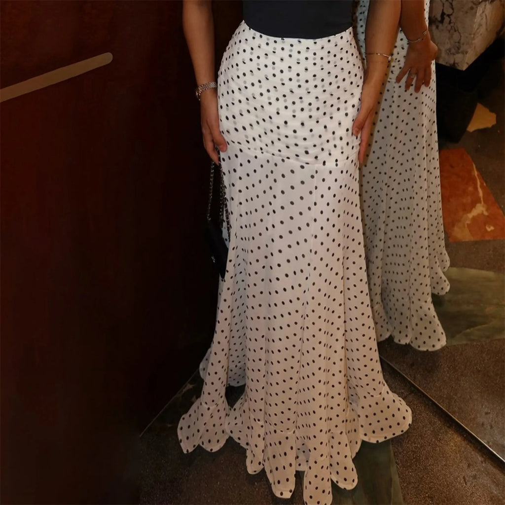 Polka Dot Ruffled Maxi Skirt