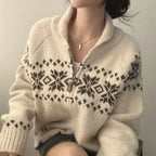 BF - Zipper Lapel Knit Jacket