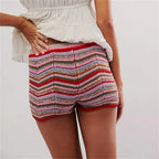 Wave-Striped Knit Micro Shorts