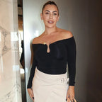 Slash Neck Patchwork Crop Top