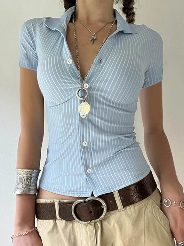 Blue Stripe Button-Up Shirt